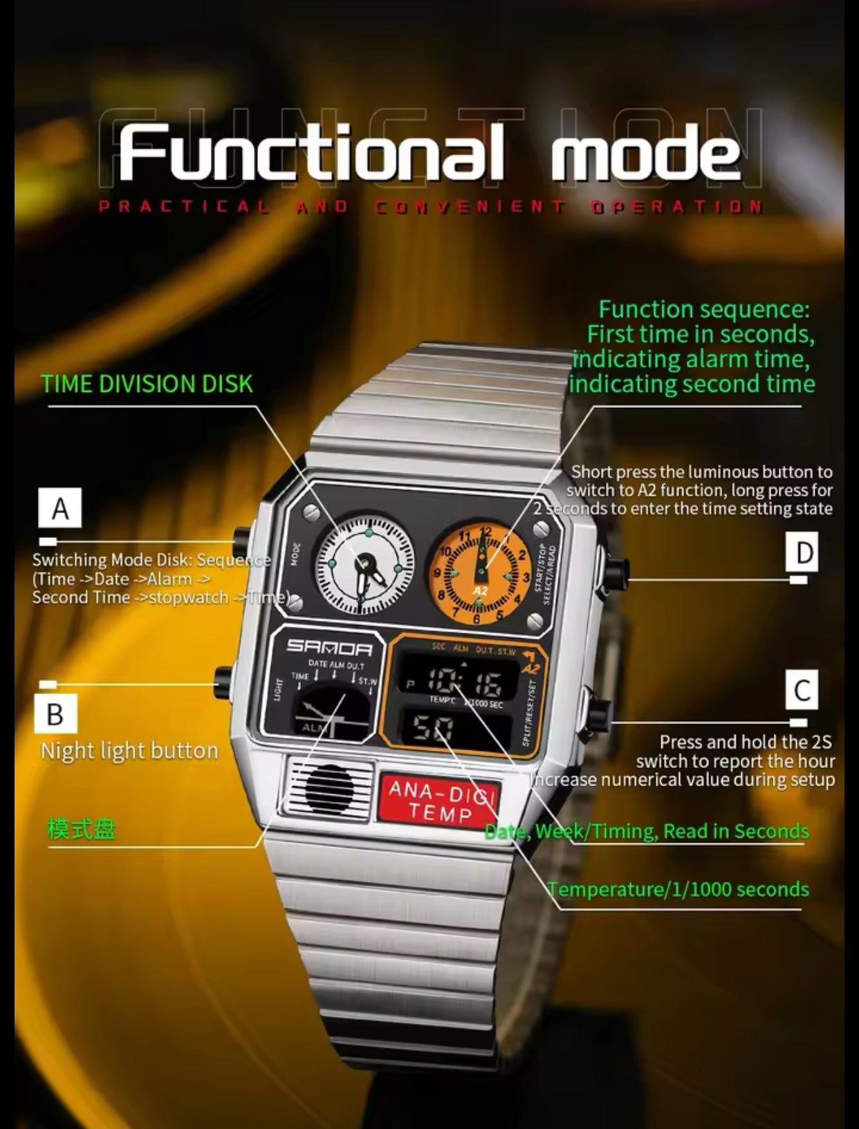 SANDA ANA-DIGI TEMP WATCH