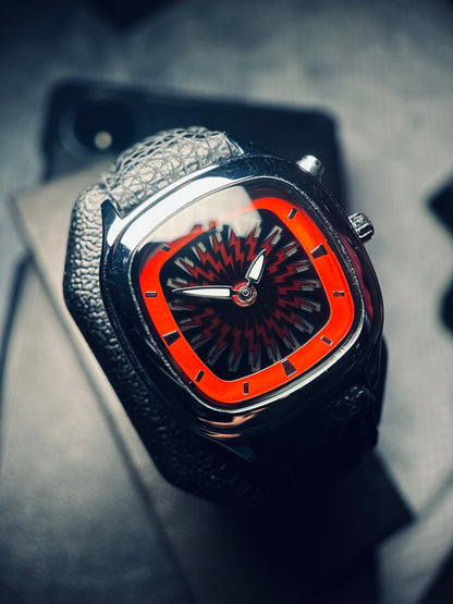 RETRO VIBES. DYNAMIC FLICKER. PURE STAINLESS STEEL - SQUARE DIAL