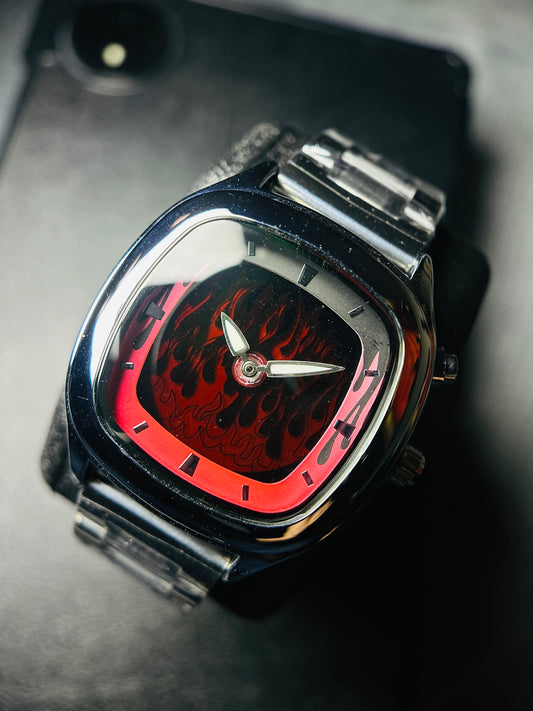 F- DRAGON   |  FLAME RETRO Y2K WRIST WATCH SQUARE DIAL
