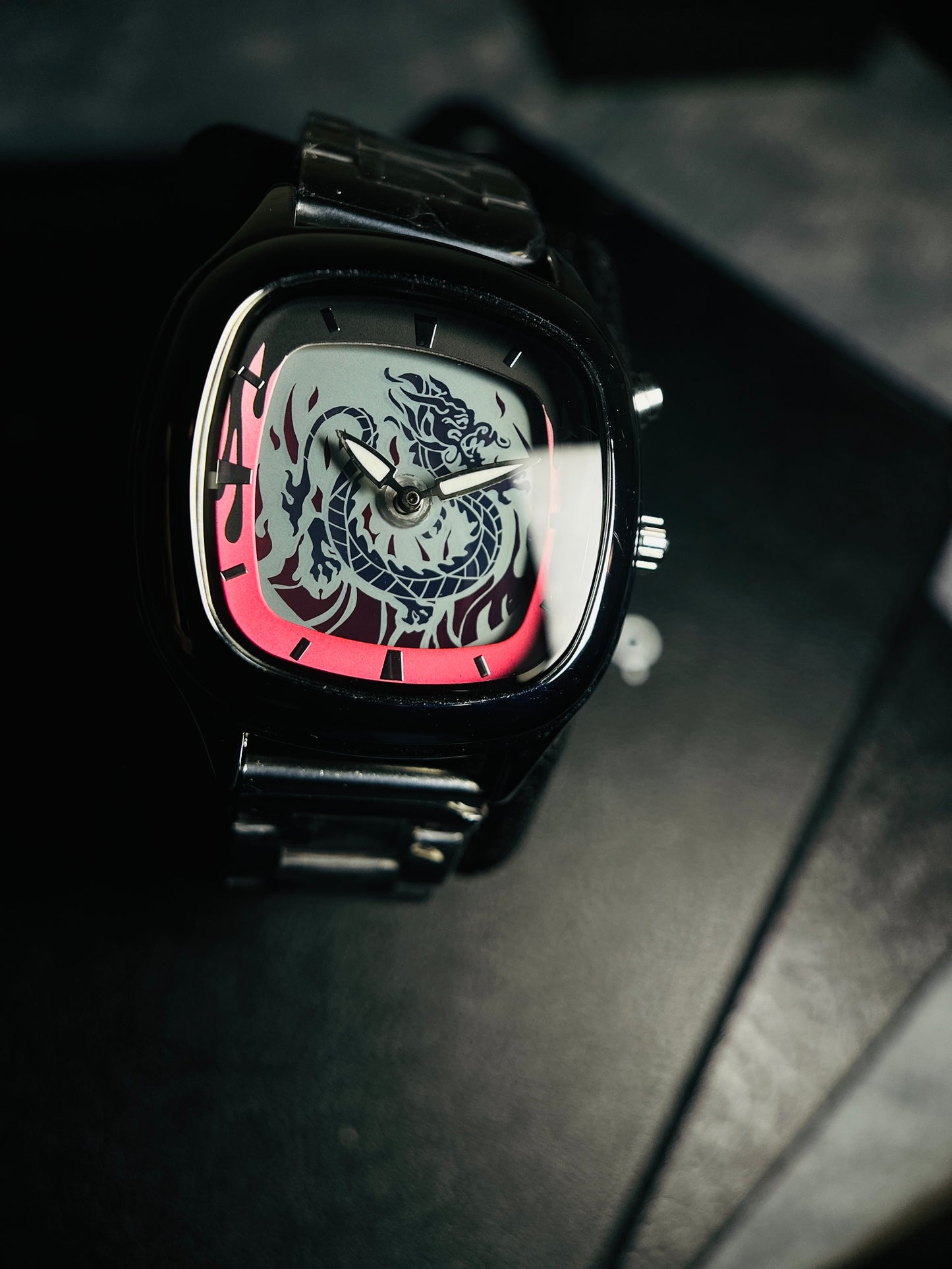 F- DRAGON   |  FLAME RETRO Y2K WRIST WATCH SQUARE DIAL